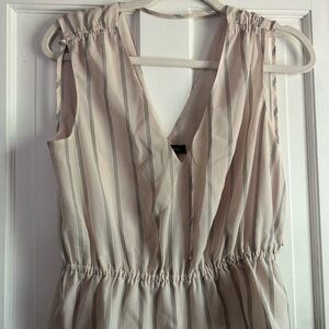 Banana Republic Cream and Black V-Neck Top